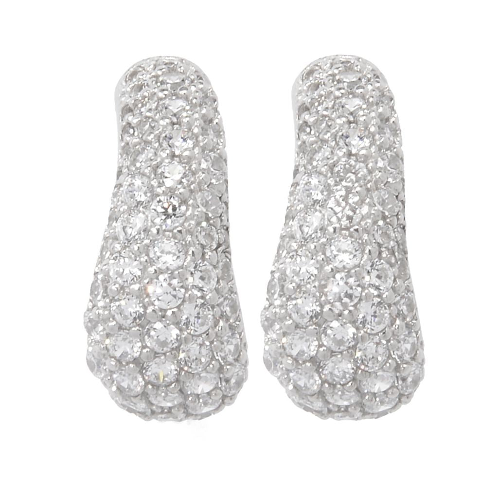 Brilliante Italia 1.86 DEW Simulated Diamond Pave J-Hoop Earrings
