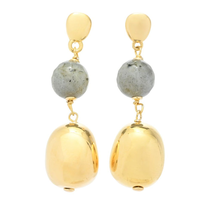 Verona Gioielli 18K Gold Plated Choice of Gemstone 1.75" Dangle Earrings