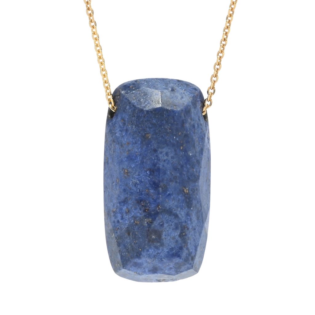 Verona Gioielli 18K Gold Plated Choice of Color 25x13mm Quartz Pendant w/ Chain