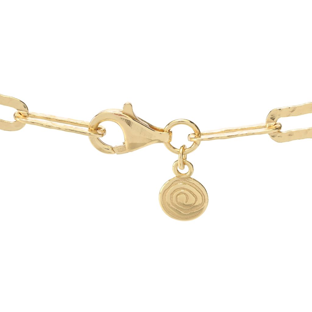 Verona Gioielli 18K Gold Plated Hammered Flat Paperclip Link 31.5" Necklace