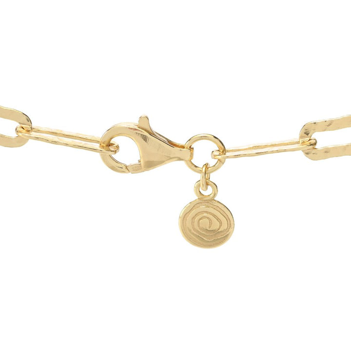 Verona Gioielli 18K Gold Plated Hammered Flat Paperclip Link 31.5" Necklace