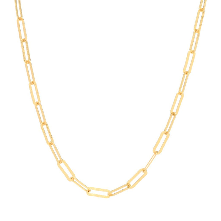 Verona Gioielli 18K Gold Plated Hammered Flat Paperclip Link 31.5" Necklace