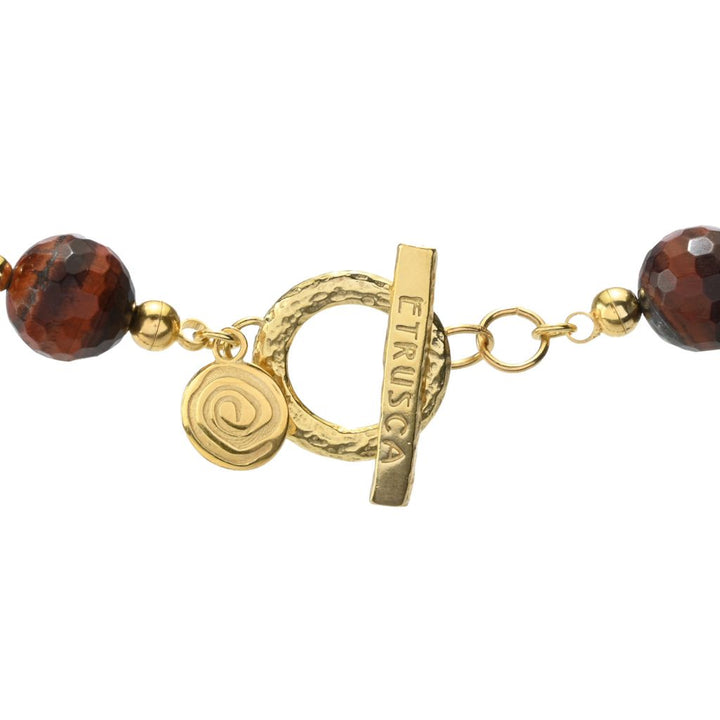 Verona Gioielli 18K Gold Plated Tiger's Eye Faceted Bead 18" Necklace