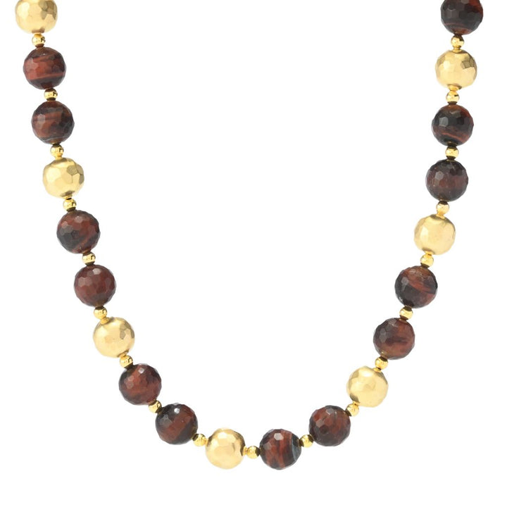 Verona Gioielli 18K Gold Plated Tiger's Eye Faceted Bead 18" Necklace
