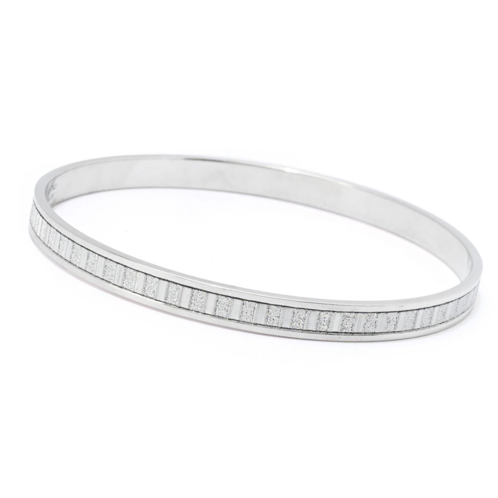 Verona Gioielli 18K Gold Plated or Sterling Silver Glitter Bangle Bracelet