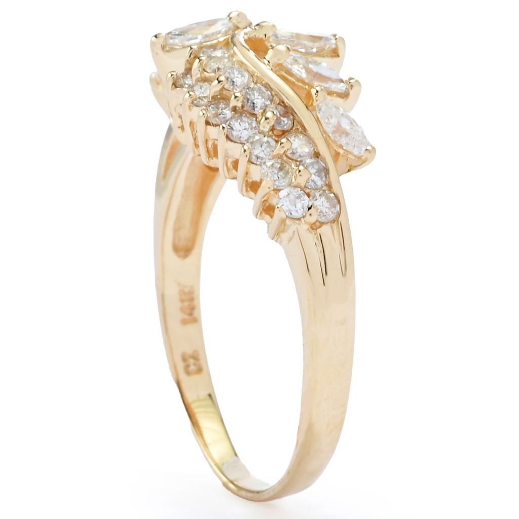 14K Gold 1.00ctw Round & Marquise Diamond Ring, 3.4 grams