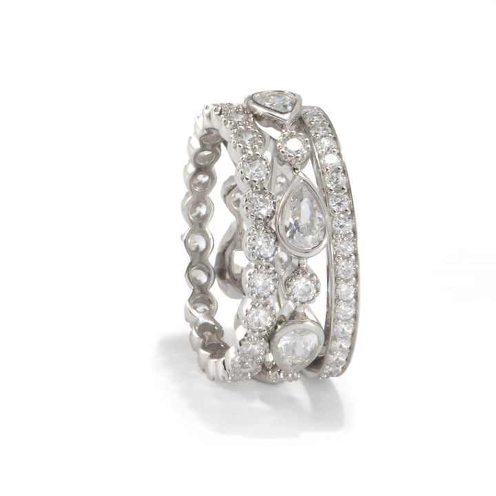 Brilliante Platinum Plated 4.46 DEW Simulated Diamond Set of 3 Stack Rings