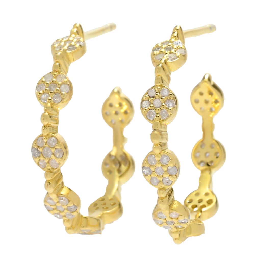 Zoey Blush Choice of Plating 0.38ctw Pave Diamond Station Hoop Earrings