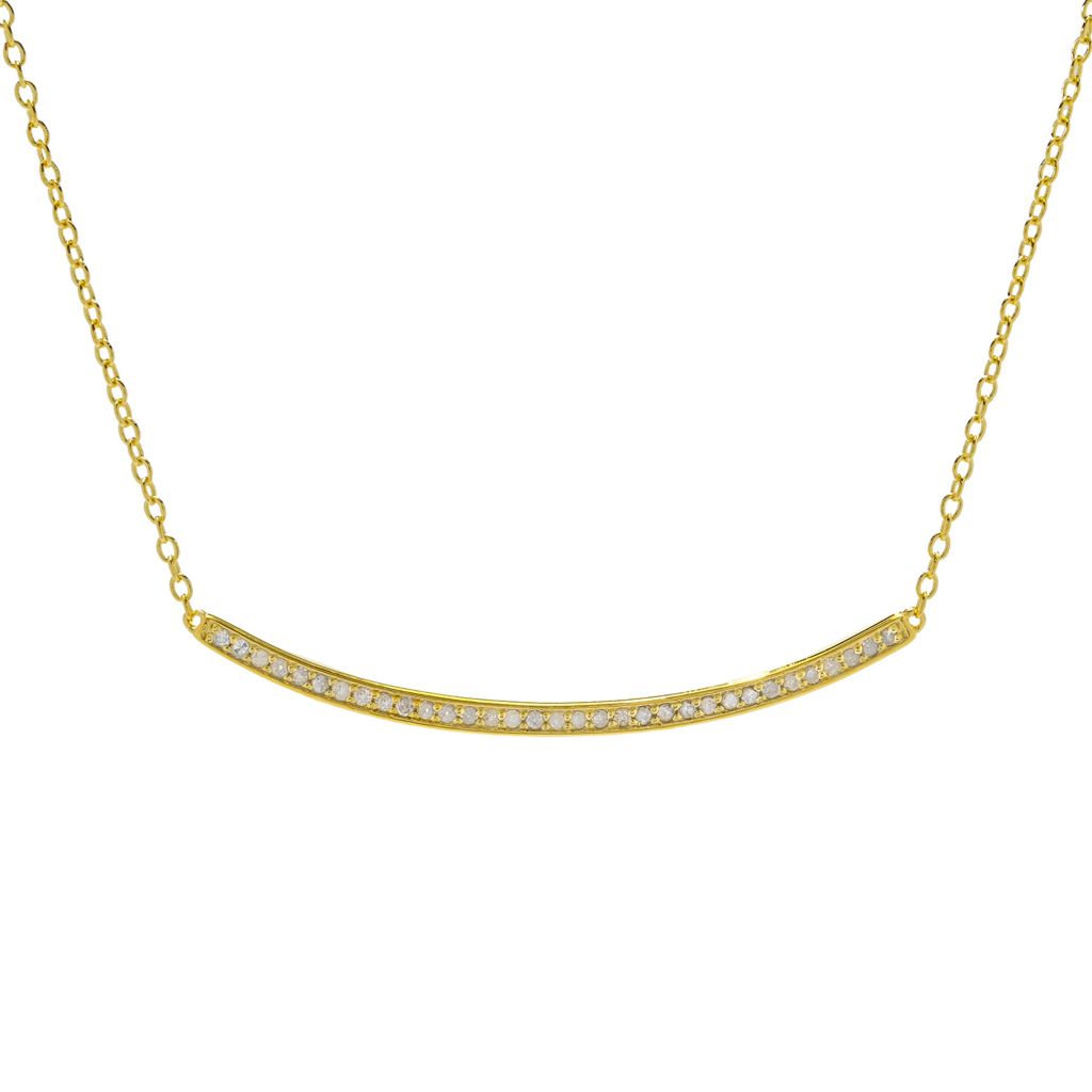 Zoey Blush 18K Gold Plated 0.20ctw Diamond Bar 18"+2" Necklace
