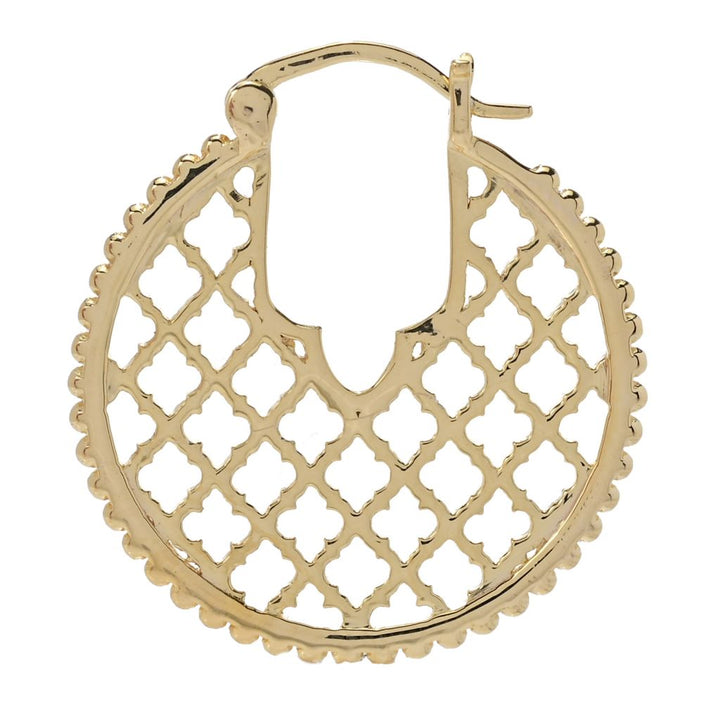 Passport to India 18K Gold Plated "Hawa Mahal" Beaded Lattice Hoop Earrings
