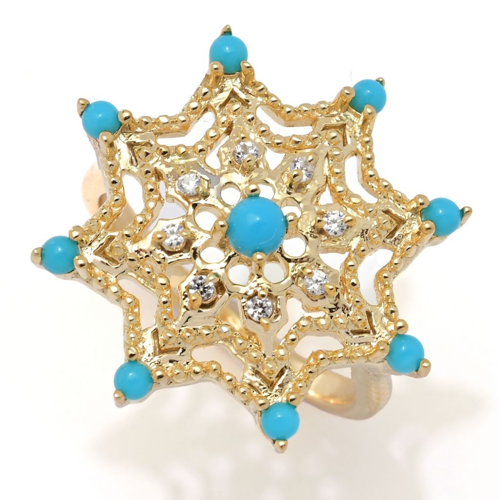 Passport to India "Sheesh Mahal" Sleeping Beauty Turquoise & Zircon Star Ring
