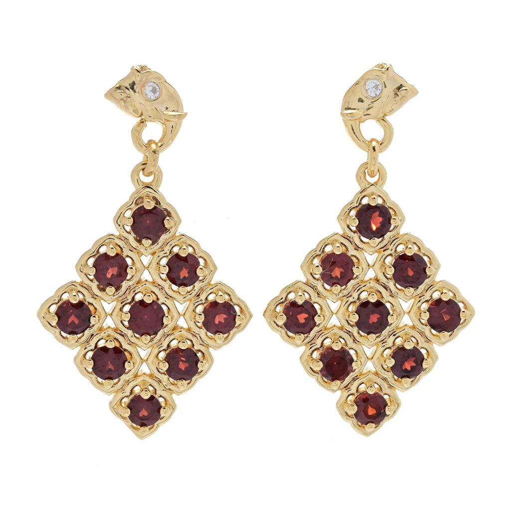 Passport to India Elephant 3.00ctw Red Garnet & Zircon Earrings