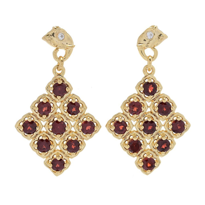 Passport to India Elephant 3.00ctw Red Garnet & Zircon Earrings
