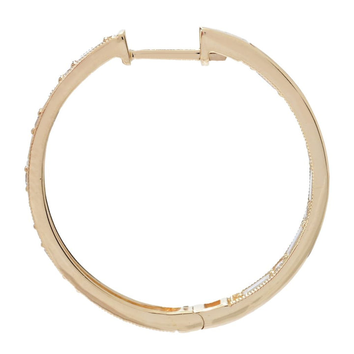 Morris & David Choice of 14K Gold 1.26ctw Baguette & Round Diamond Hoop Earrings