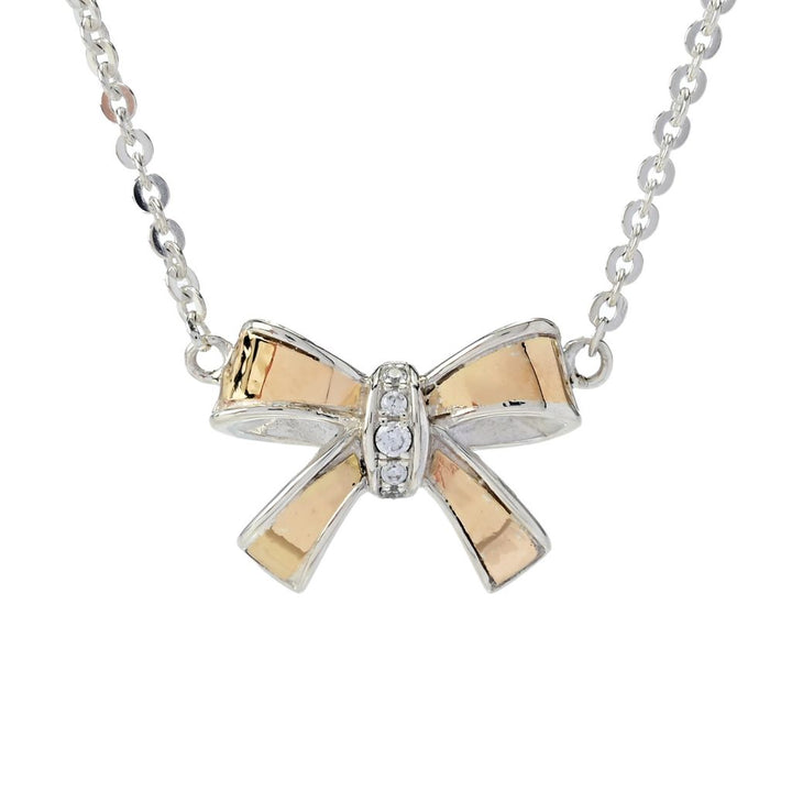 Artisan Silver by Samuel B. 18K Gold Accented White Topaz Bow Necklace