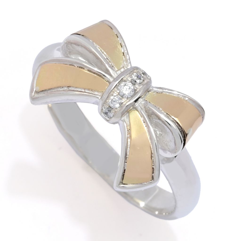 Artisan Silver by Samuel B. 18K Gold Accented White Topaz Bow Ring