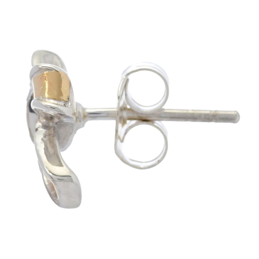 Artisan Silver by Samuel B. 18K Gold Accented White Topaz Bow Stud Earrings