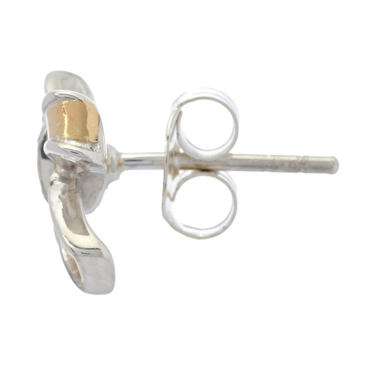 Artisan Silver by Samuel B. 18K Gold Accented White Topaz Bow Stud Earrings