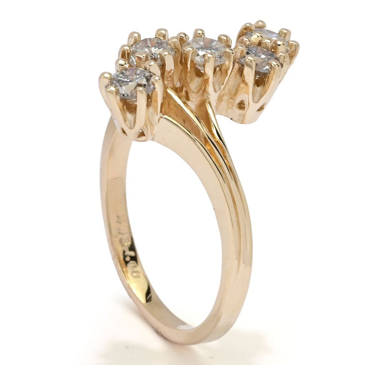 14K Gold Polished 1.00ctw Round Diamond 5-Stone Ring, 4.0 grams