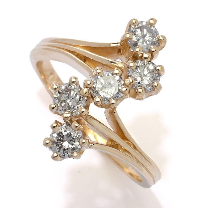 14K Gold Polished 1.00ctw Round Diamond 5-Stone Ring, 4.0 grams