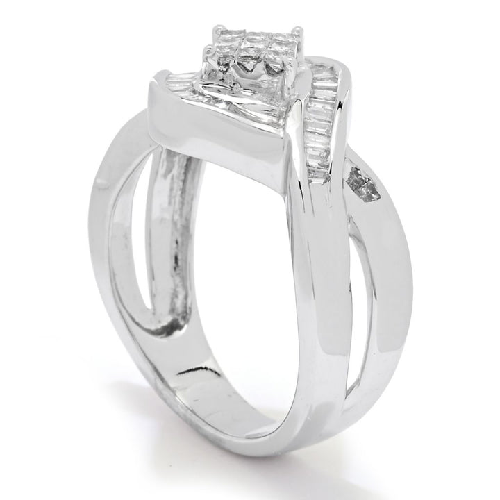 14K White Gold 0.50ctw Princess & Baguette Diamond Ring