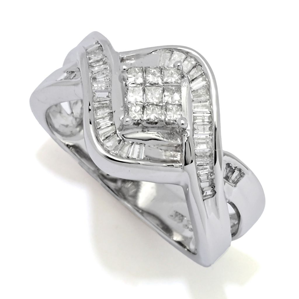 14K White Gold 0.50ctw Princess & Baguette Diamond Ring
