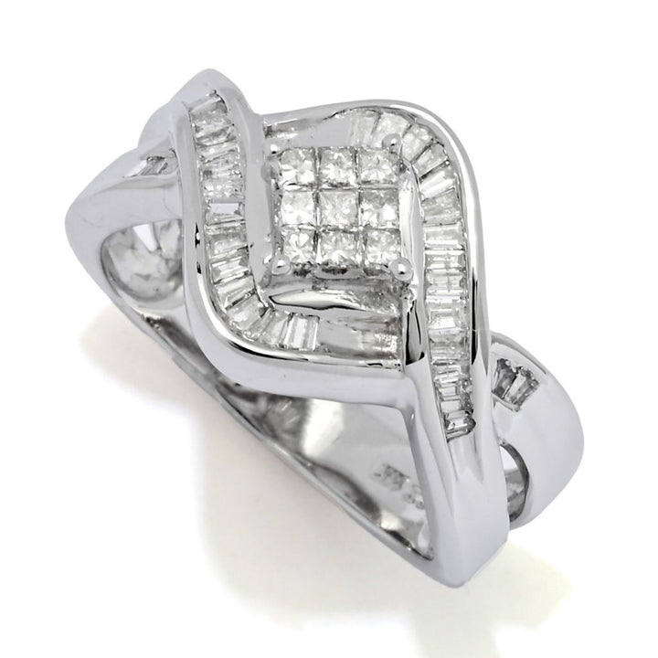 14K White Gold 0.50ctw Princess & Baguette Diamond Ring