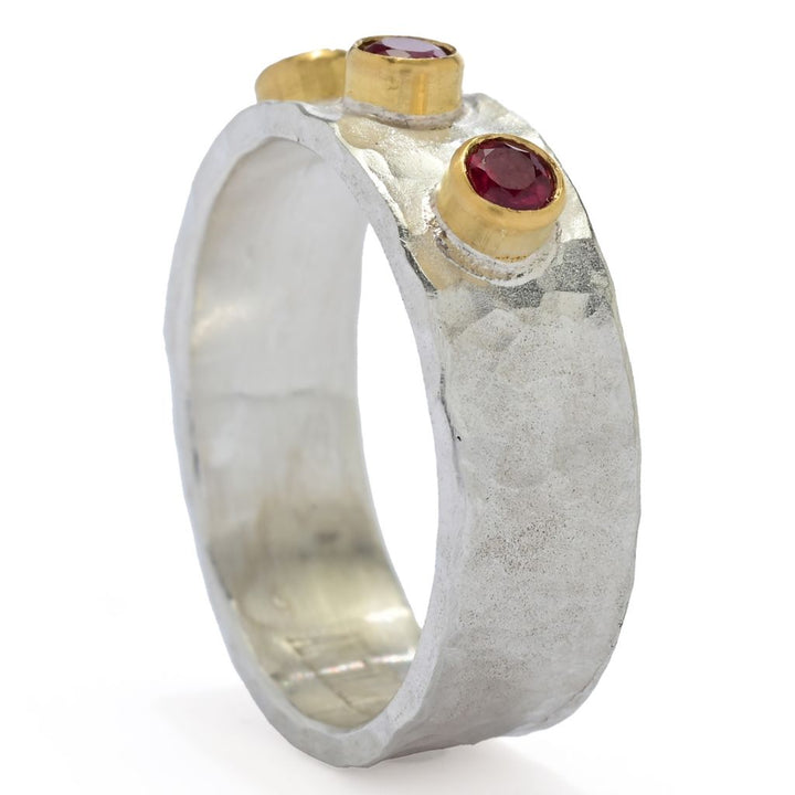 Anatolia by Cevherun 24K Gold Accented Choice of Precious Gem Hammered Ring