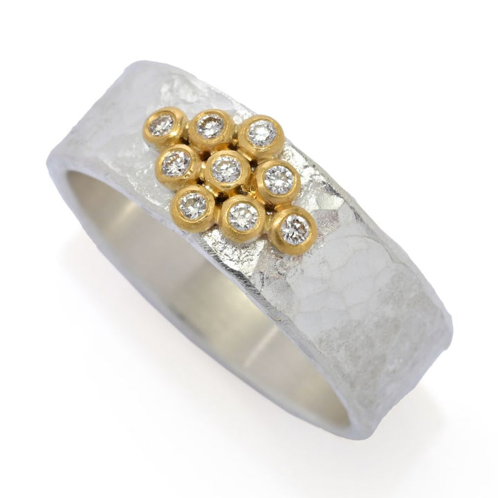 Anatolia by Cevherun 24K Gold Accented 0.09ctw Diamond Cluster Ring