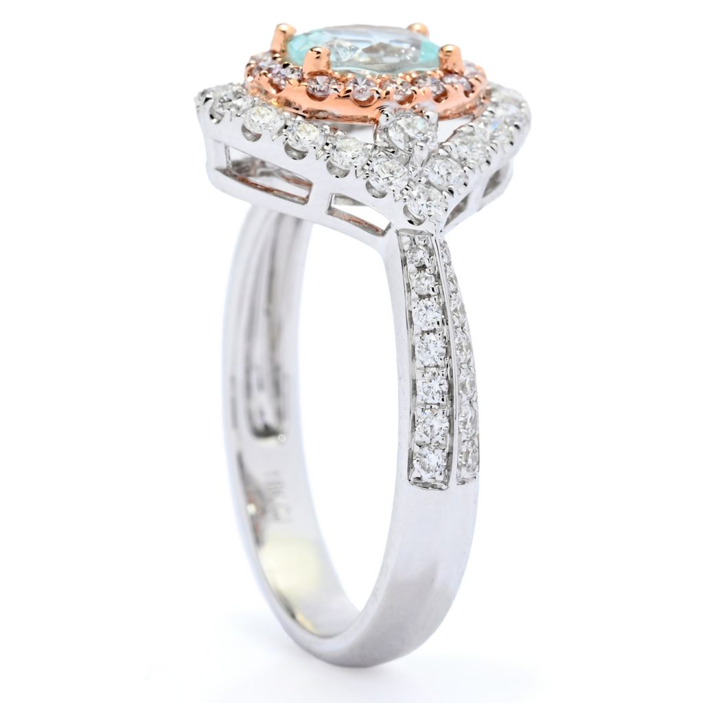 CIRARI 14K Two-tone Gold 6.2x4.8mm Oval Paraiba Tourmaline & Diamond Ring