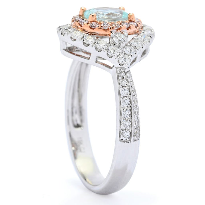 CIRARI 14K Two-tone Gold 6.2x4.8mm Oval Paraiba Tourmaline & Diamond Ring