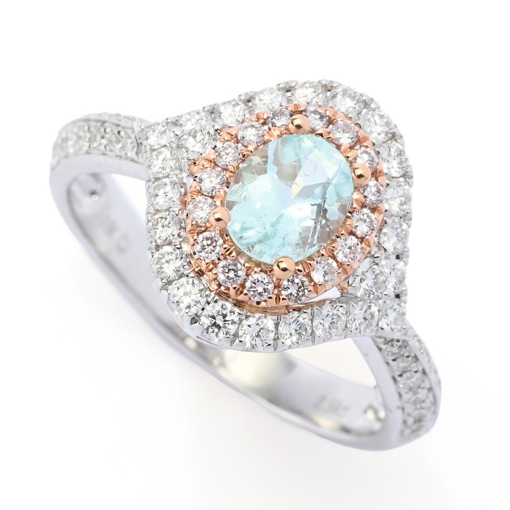 CIRARI 14K Two-tone Gold 6.2x4.8mm Oval Paraiba Tourmaline & Diamond Ring