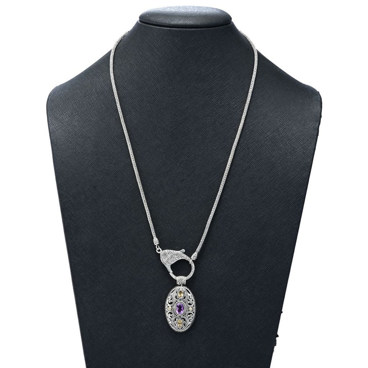 Artisan Silver by Samuel B. 18K Gold Accented 2.70ctw Amethyst & Citrine Pendant