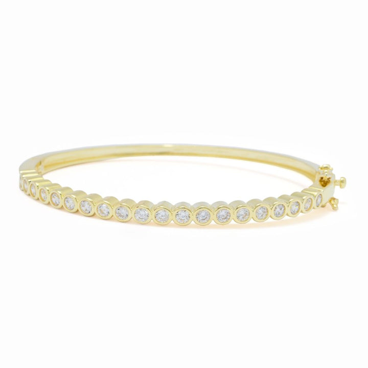 Brilliante 3.00 DEW Simulated Diamond Hinged Bangle Bracelet