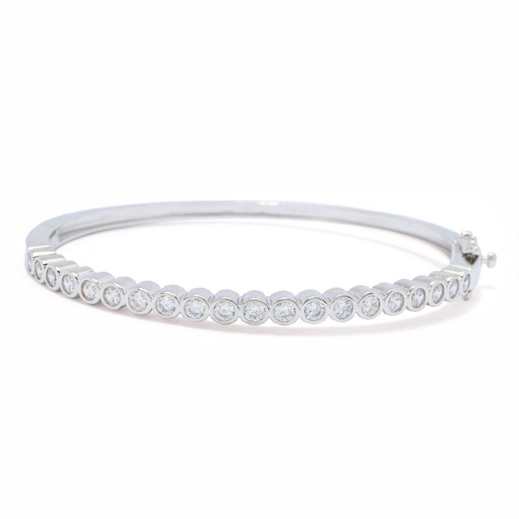 Brilliante 3.00 DEW Simulated Diamond Hinged Bangle Bracelet