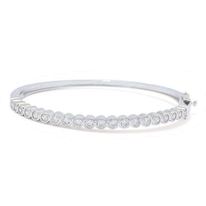 Brilliante 3.00 DEW Simulated Diamond Hinged Bangle Bracelet