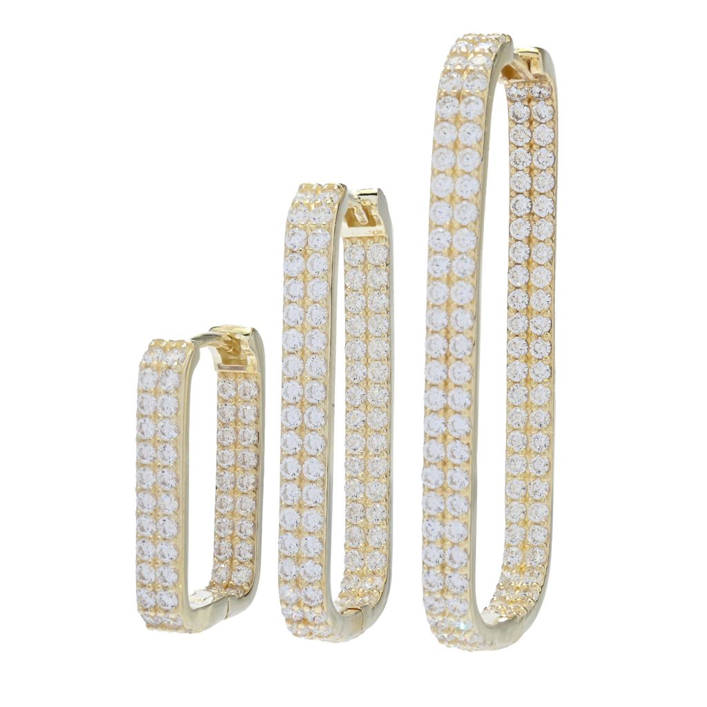 Brilliante Simulated Diamond Choice of Size Paperclip Hoop Earrings