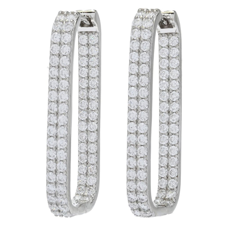 Brilliante Simulated Diamond Choice of Size Paperclip Hoop Earrings