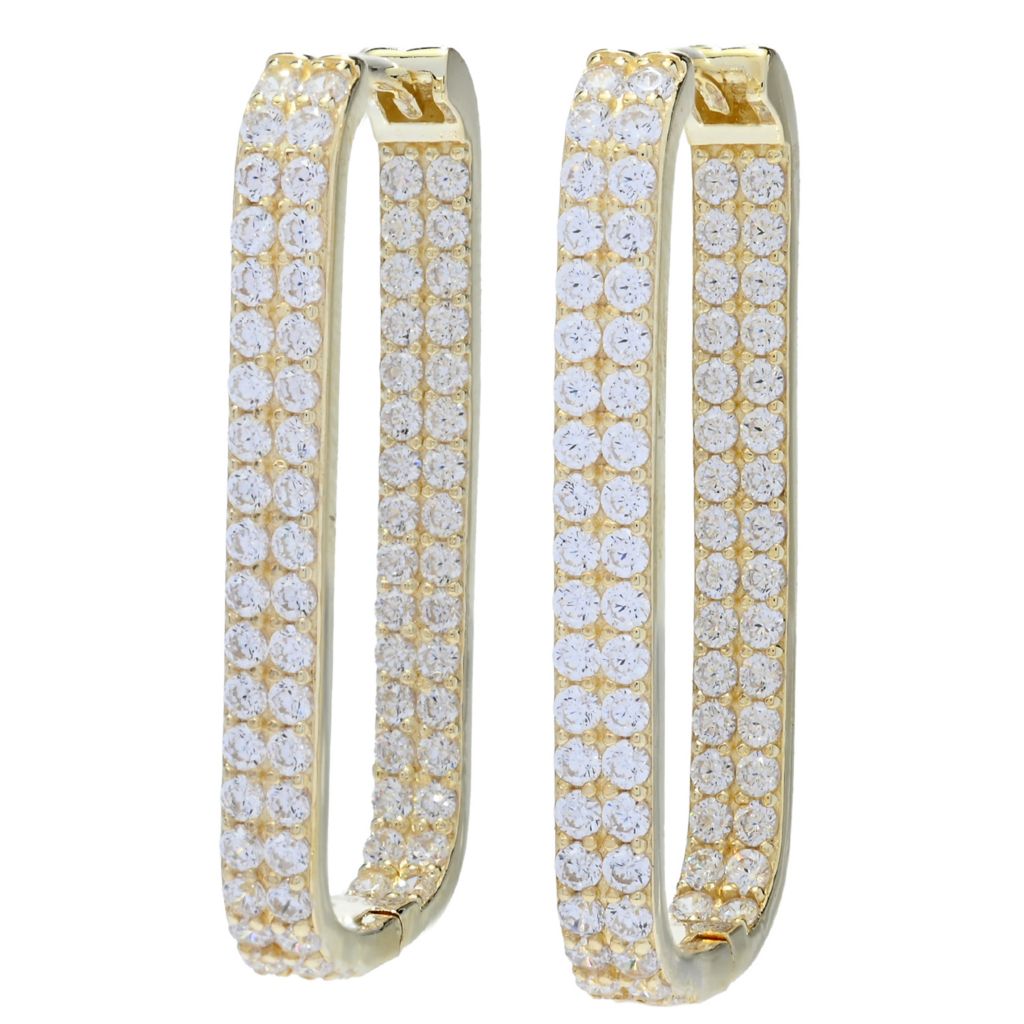 Brilliante Simulated Diamond Choice of Size Paperclip Hoop Earrings