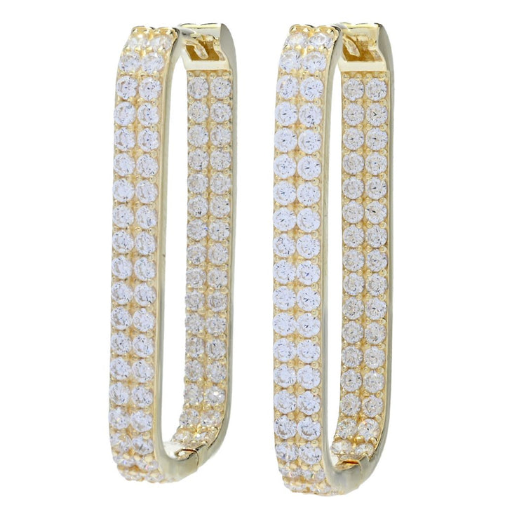 Brilliante Simulated Diamond Choice of Size Paperclip Hoop Earrings