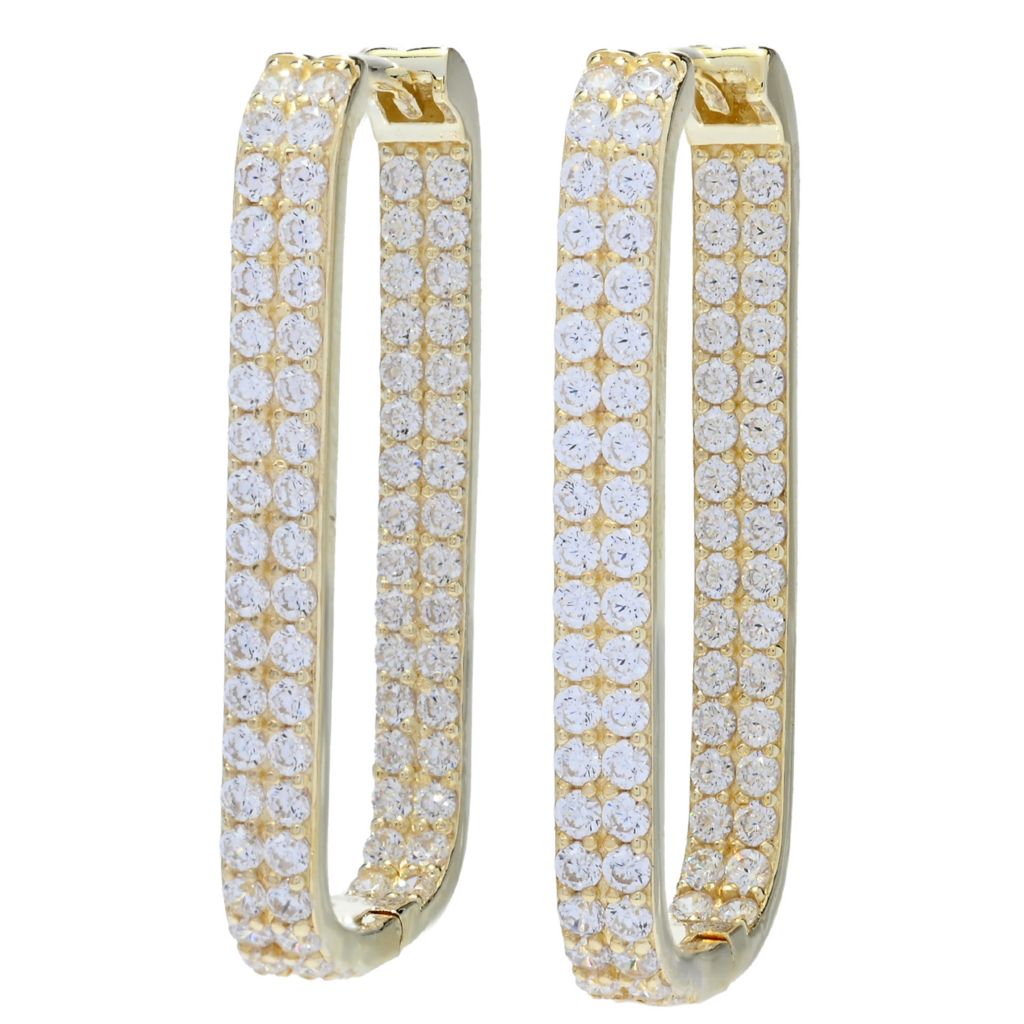 Brilliante Simulated Diamond Choice of Size Paperclip Hoop Earrings