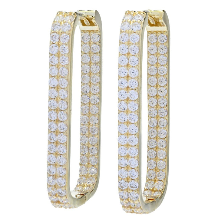 Brilliante Simulated Diamond Choice of Size Paperclip Hoop Earrings