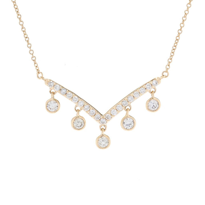 Morris & David 14K Gold 0.50ctw Diamond Chevron Charm 16"+2" Necklace