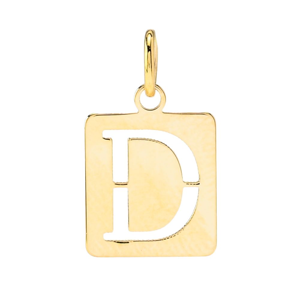 Stefano Oro 14K Gold Polished Square Cutout Choice of Initial Pendant