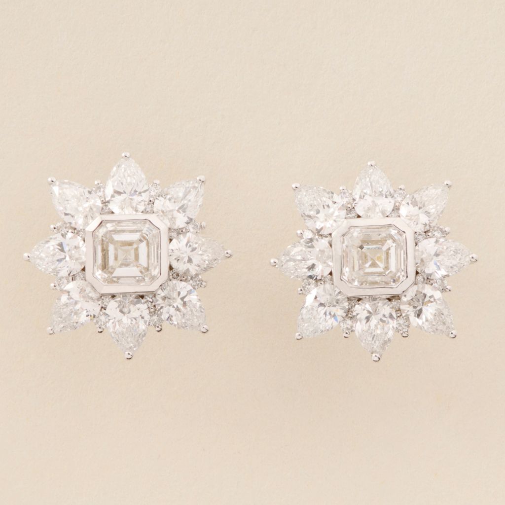 Peace Jewelers 14K Gold 4.00ctw Asscher, Pear & Round Lab Grown Diamond Earrings