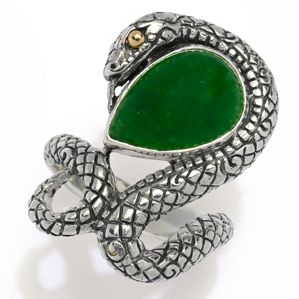 Artisan Silver by Samuel B. Choice of 14x10mm Gemstone Year of the Snake Ring