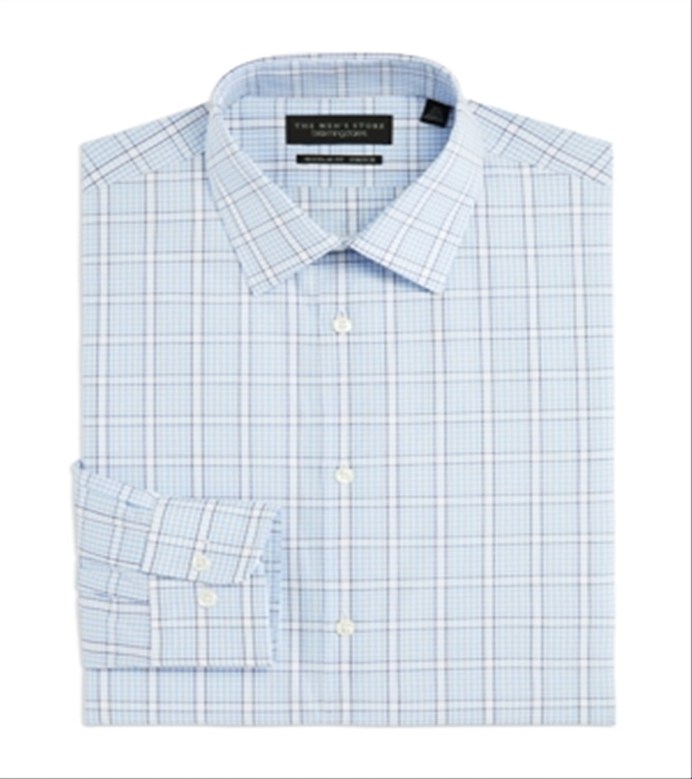 The Men's Store at Bloomingdale's Cotton Stretch Check Regular Fit Dress Shirt 16.5x34-35