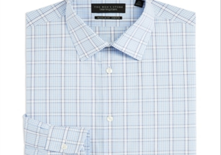 The Men's Store at Bloomingdale's Cotton Stretch Check Regular Fit Dress Shirt 16.5x34-35