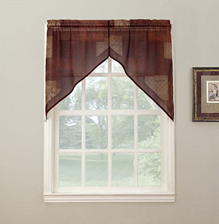 Eden Pair of Swag Valances Textured Rod Pocket Sheer Curtain Size 56 in. W X 36 in. L