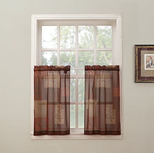 Eden Pair of Swag Valances Textured Rod Pocket Sheer Curtain Size 56 in. W X 36 in. L